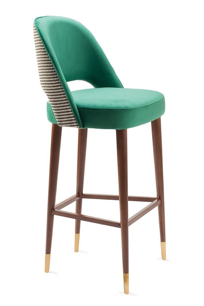A PREMIUM GREEN, BLACK & WHITE CHECKS DESINGER BAR CHAIR