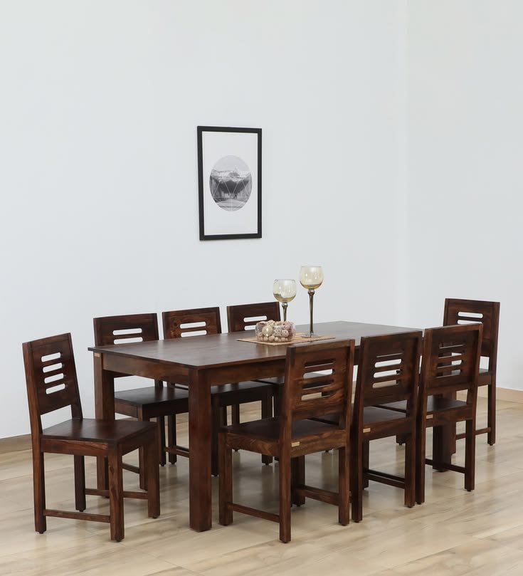 SOLID TEAK SIMPLE DESIGN 8 SEATER WOODERN TOP DINING SET