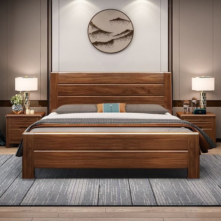 SOLID TEAK WOOD QUEEN SIZE WALNUT BROWN